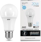 Упаковка ламп LED GAUSS E27, груша, 20Вт, 10 шт.