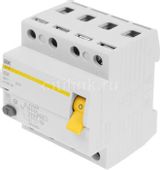 Выключатель дифф. тока (УЗО) IEK ВД1-63 (MDV10-4-063-300) 63A 4П 400В 4 модуля белый (упак.:1шт)