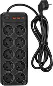 Сетевой фильтр POWERCOM SP-10 USB2A1СB 3,0м, 3.0м, черный