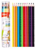 Карандаши Deli Enovation EC112-12 EC112-12, трехгранный, пластик, 12 цв., тубус картонный, 12