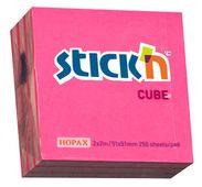 Блок самоклеящийся бумажный STICK`N 21338, 51x51, 250 л, 2 цв, розовый