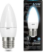 Упаковка ламп LED GAUSS E27, свеча, 6.5Вт, 10 шт.