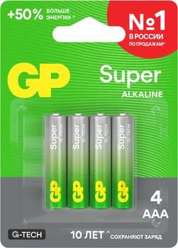 AAA Батарейка GP Super 24AA21-2CRSBC4,  4 шт.