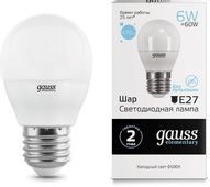 Упаковка ламп LED GAUSS E27, шар, 6Вт, 10 шт.