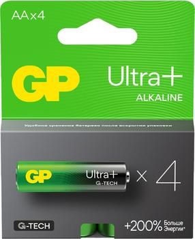 AA Батарейка GP Ultra Plus Alkaline 15AUPA21-2CRSB4,  4 шт.