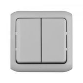 Выключатель Legrand Quteo 2-клавишный, IP44, серый