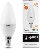 Лампа LED GAUSS E14, свеча, 8Вт, одна шт.