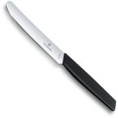 Нож кухонный Victorinox Swiss Modern, столовый, 110мм, заточка прямая, стальной, черный