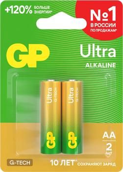 AA Батарейка GP Ultra Alkaline 15AUA21-2CRSBC2,  2 шт.