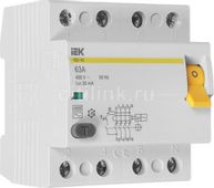 Выключатель дифф. тока (УЗО) IEK ВД1-63 (MDV10-4-063-030) 63A 4П 400В 4 модуля белый (упак.:1шт)
