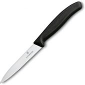 Нож кухонный Victorinox Swiss Classic, для чистки овощей и фруктов, 100мм, заточка серрейтор, стальной, черный
