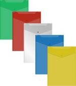 Конверт на кнопке Бюрократ -PK875/1, A4 пластик, 0.18мм, ассорти