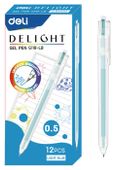 Упаковка ручек гелевых Deli Delight EG118-LB автоматическая корп.прозрачный чернила светло-синий