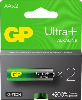 AA Батарейка GP Ultra Plus Alkaline 15AUPA21-2CRSB2,  2 шт.