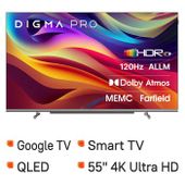 55" Телевизор DIGMA PRO QLED 55L QLED, 4K Ultra HD, СМАРТ ТВ, Google TV, черный