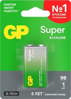 9V Батарейка GP Super Alkaline 1604AA21-5CRSBC1,  1 шт.