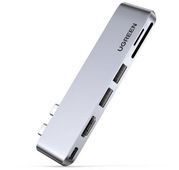 Порт-репликатор UGREEN CM380,  2x USB Type-CхUSB 3.0,  серый