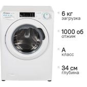 Стиральная машина суперузкая Candy Smart Pro CSO34 106T1/2-07, 6кг