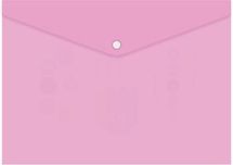 Конверт на кнопке Бюрократ Пастель -PKPAST/PINK, A4 пластик, 0.18мм, розовый