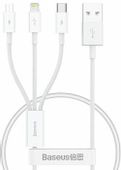 Кабель BASEUS P10320105221-01,  Lightning (m)/USB Type-C (m)/micro USB (m) -  USB (m),  0.5м,  белый
