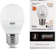Упаковка ламп LED GAUSS E27, шар, 6Вт, 10 шт.