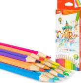 Карандаши Deli ColoRun EC128-12 EC128-12, шестигранный, дерево, 12 цв., коробка европодвес , 12