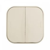 Выключатель Legrand Quteo 2-клавишный, установка открытая, IP20, слоновая кость