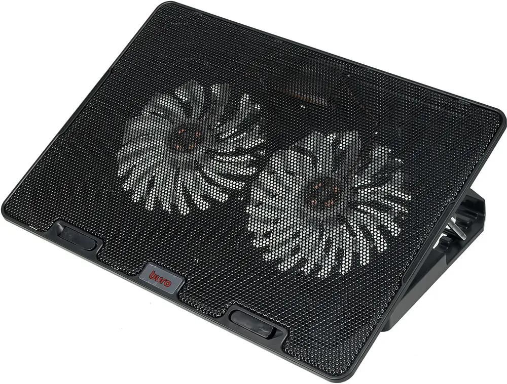 Подставка для ноутбука Buro BU-LCP156-B214H, 15.6", 355х255х30 мм, 2хUSB, вентиляторы 2 х 140 мм, 900г, черный