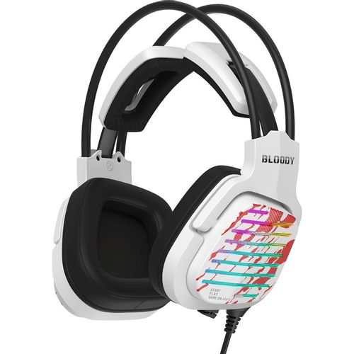 Гарнитура игровая A4TECH Bloody G565, для компьютера, мониторные, проводные, белый / рисунок [g565 energy white]