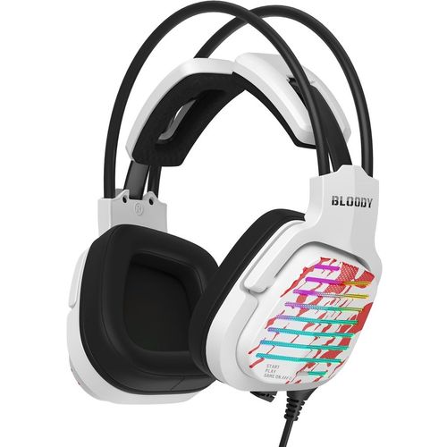 Гарнитура игровая A4TECH Bloody G565, для компьютера, мониторные, проводные, белый / рисунок [g565 energy white]