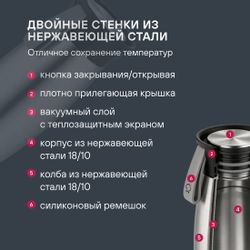 Термокружка Rondell RDS-1882, 0.5л, стальной матовый
