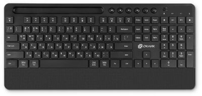 Клавиатура Oklick 865S,  USB, Bluetooth/Радиоканал, c подставкой для запястий, черный [1809339]