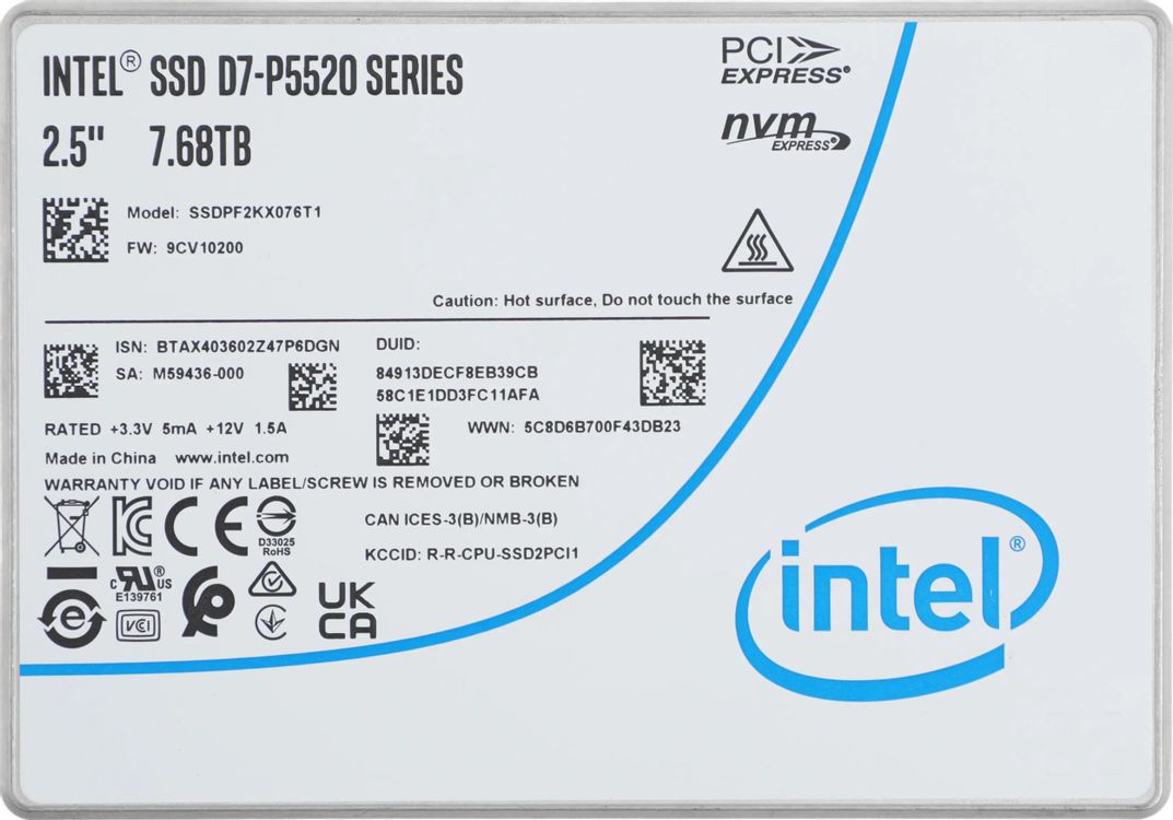 7.7ТБ Серверный SSD накопитель Intel SSDPF2KX076T1N1 PCIe 4.0 x4