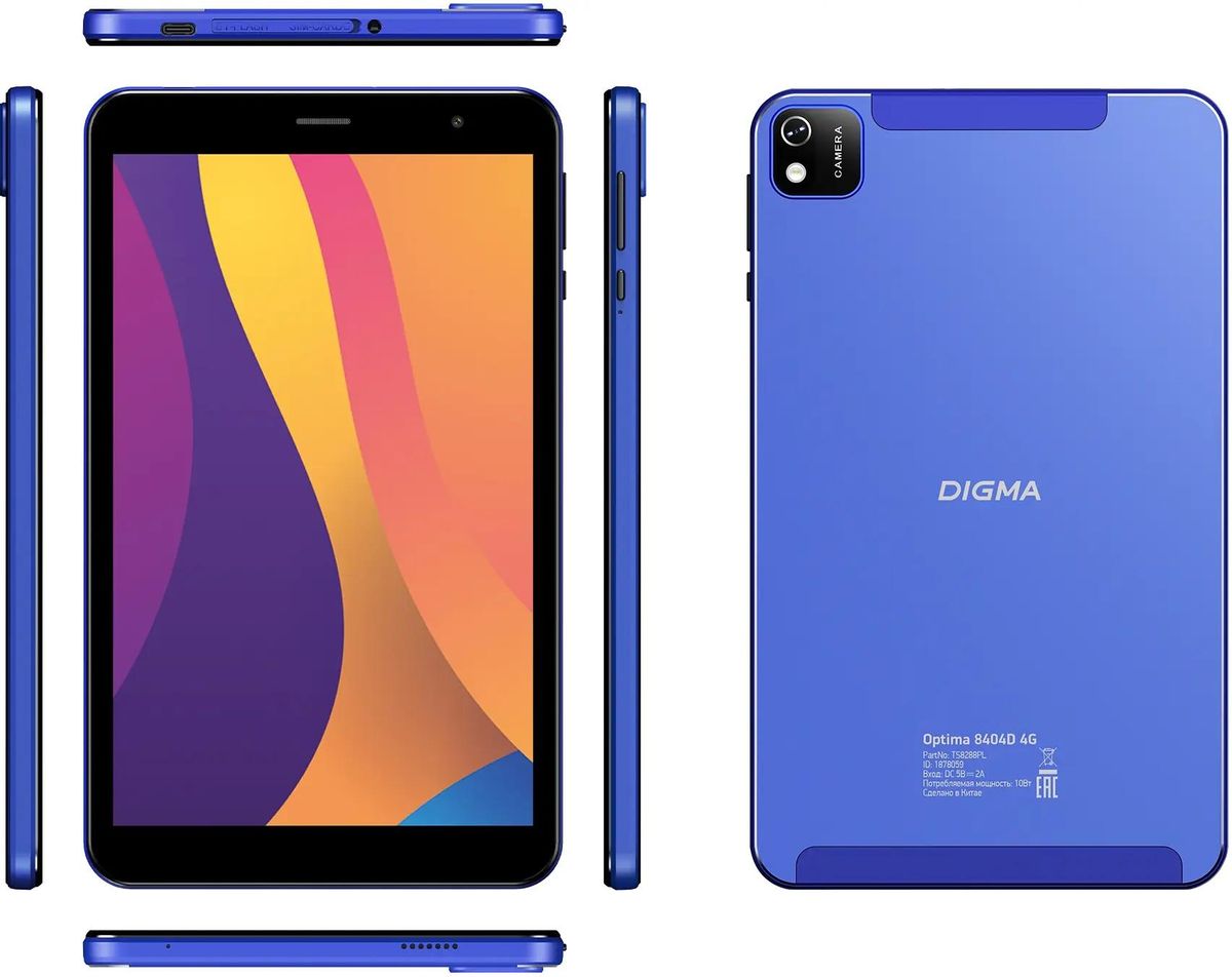 Планшет Digma Optima 8404D 4G 8",  4GB, 64GB,  LTE синий