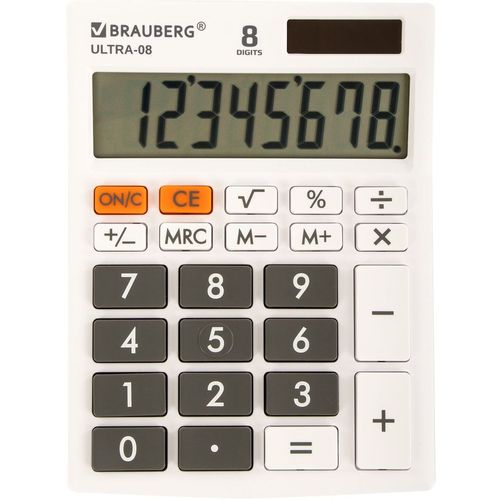 Калькулятор BRAUBERG Ultra, 08-Wt, 8-разрядный, белый