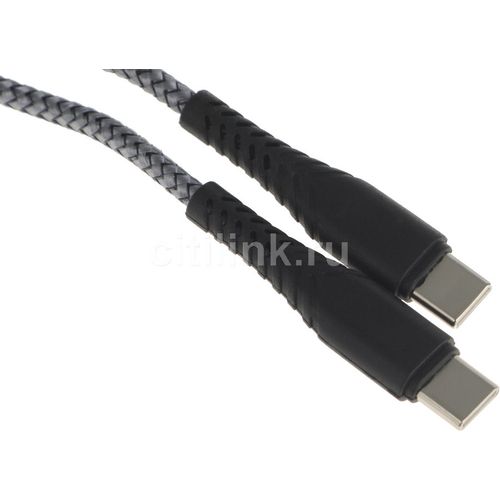 Кабель BORASCO USB Type-C (m) - USB Type-C (m), 1м, серый [52385]