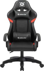 Кресло игровое Defender Sharm, экокожа, до 90кг, черный/красный