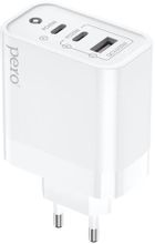Изображение товара Быстрое сетевое зарядное устройство PERO TC17, 65W, 2xUSB-C + USB-A, белый