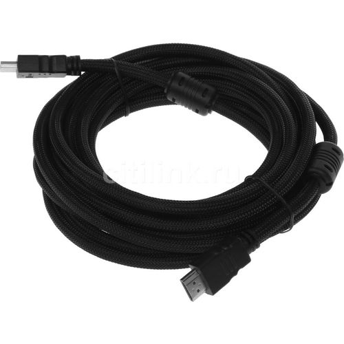 Кабель аудио-видео Buro HDMI (m) — HDMI (m), ver 1.4, 5м, GOLD, ф/фильтр, черный [hdmi-v1.4-5mc]