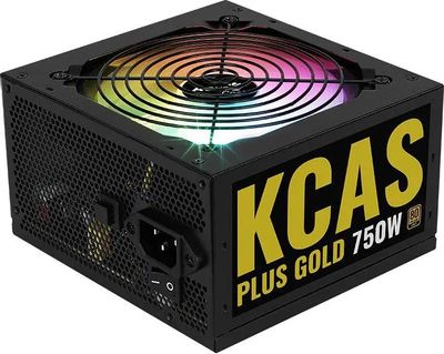 Блок питания Aerocool KCAS PLUS GOLD 750W RGB,  750Вт,  120мм,  черный, retail [kcas plus 750g]