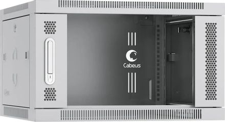 Шкаф коммутационный CABEUS SH-05F-6U60/45 настенный, стеклянная передняя дверь, 6U, 600x368x450 мм