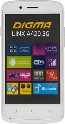 Обзор товара смартфон Digma A420 3G LINX, белый (396814) в интернет ...