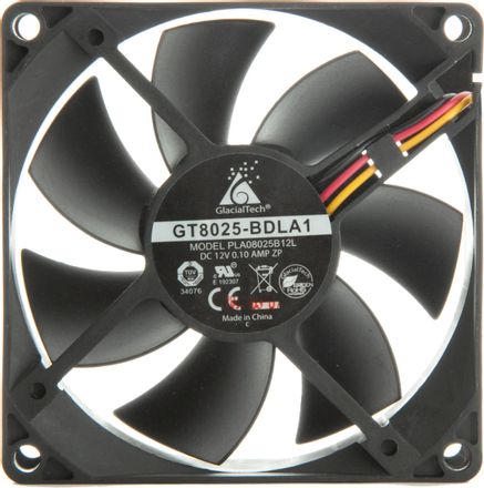 Вентилятор GlacialTech GT8025-BDLA1 80мм, 3-pin, от БП:4-pin (Molex), 1700об/мин, 18дБ, Bulk [cf-8025sbd0ab0031]