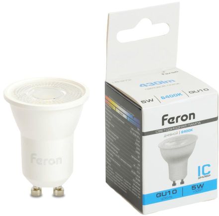 Лампа LED FERON GU10,  софит, 5Вт, LB-272, одна шт. [51220]