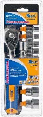 Набор головок  12 предметов 1/2" c трещеткой KRAFT
