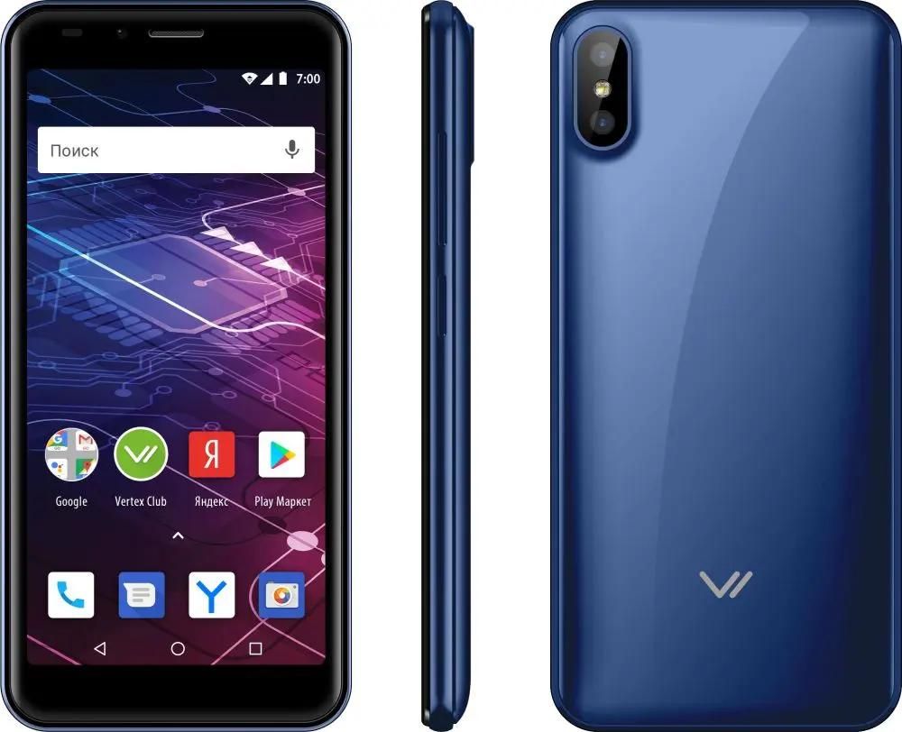 Смартфон Vertex Impress Click 8Gb, синий – купить в Ситилинк | 1384679