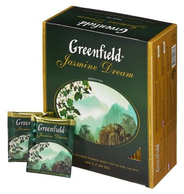 Характеристики Чай GREENFIELD Jasmine Dream, зеленый, жасмин, 100шт ...