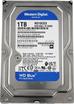 1ТБ Жесткий диск WD Caviar Blue WD10EZEX, SATA III, 3.5", 7200об/мин