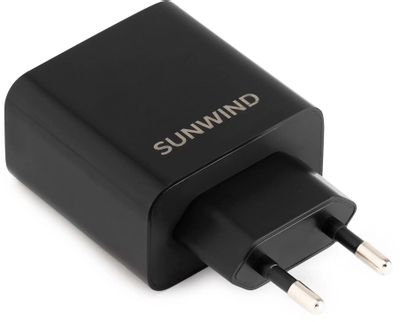 Сетевое зарядное устройство SunWind SWWB3,  USB + USB type-C,  30Вт,  3A,  черный [swwb3h1100bk]