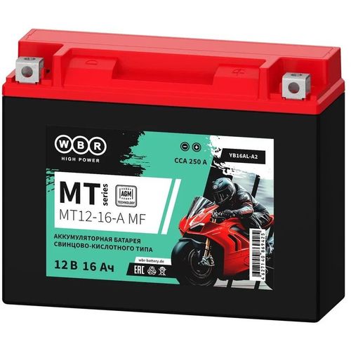Аккумуляторная батарея WBR MT12-16-A MF для ИБП, 12В, 16Ач